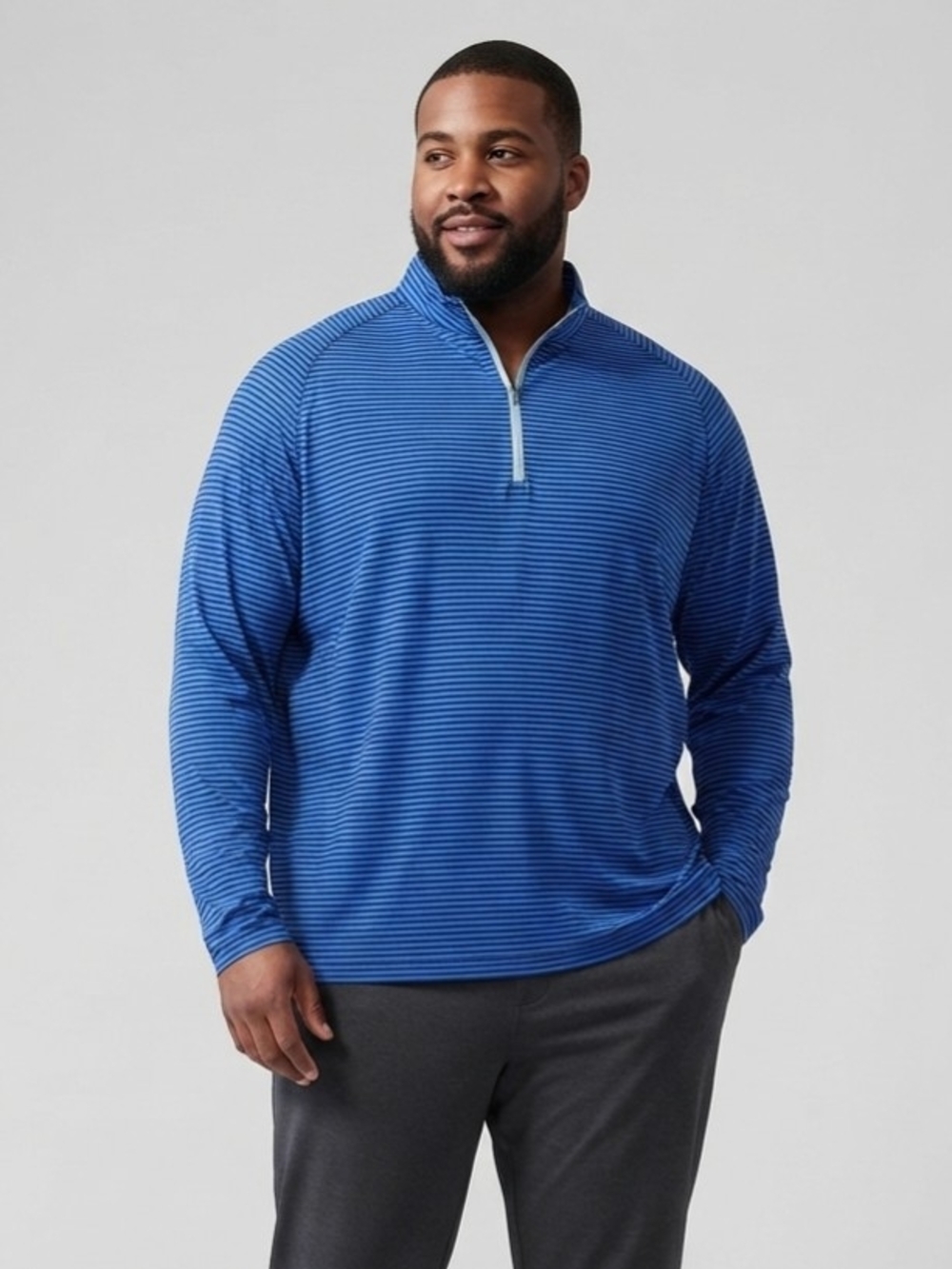 PGA Tour Mens Blue Striped Quarter-Zip Pullover Size XXL